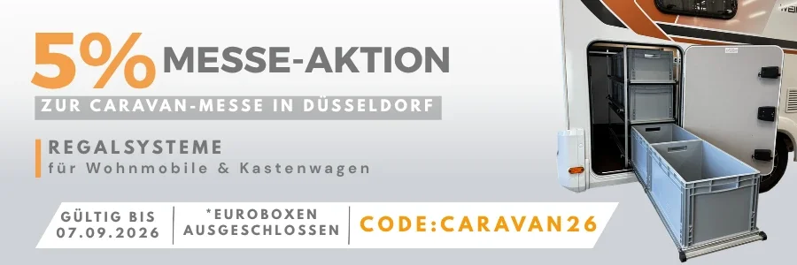 5% Messe-Rabatt auf alle Regalsysteme und Zubehör