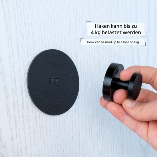 Haken schwarz mit Magnet-Pad schwarz für bis zu 4 kg