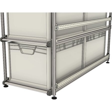 Campingmöbel-Halter mit Airline-Schiene für 120 cm lange Regal-Systeme